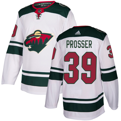 Adidas Men's Nate Prosser Authentic White Away Jersey: NHL #39 Minnesota Wild
