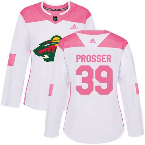 Adidas Women's Nate Prosser Authentic White/Pink Jersey: NHL #39 Minnesota Wild Fashion