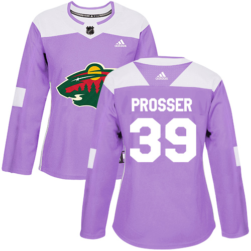 Adidas Women's Nate Prosser Authentic Purple Jersey: NHL #39 Minnesota Wild Fights Cancer Practice