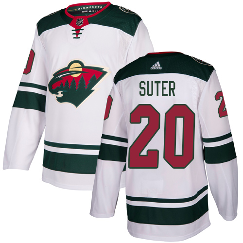 Youth Ryan Suter Authentic White Away Jersey: Hockey #20 Minnesota Wild