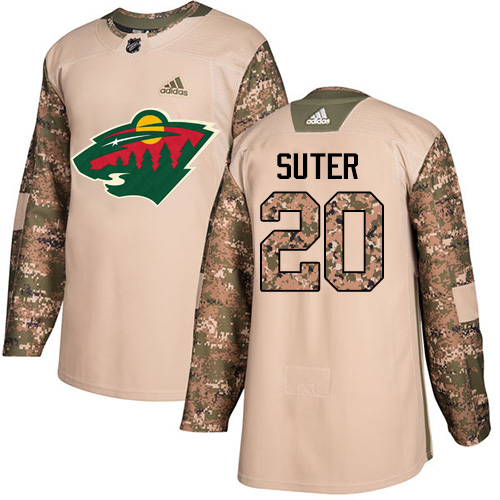 Youth Ryan Suter Authentic Camo Jersey: Hockey #20 Minnesota Wild Veterans Day Practice