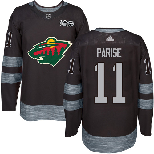 Adidas Men's Zach Parise Authentic Black Jersey: NHL #11 Minnesota Wild 1917-2017 100th Anniversary