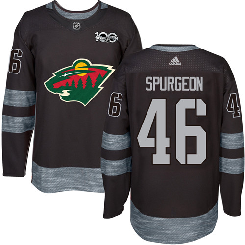 Men's Jared Spurgeon Authentic Black Jersey: Hockey #46 Minnesota Wild 1917-2017 100th Anniversary