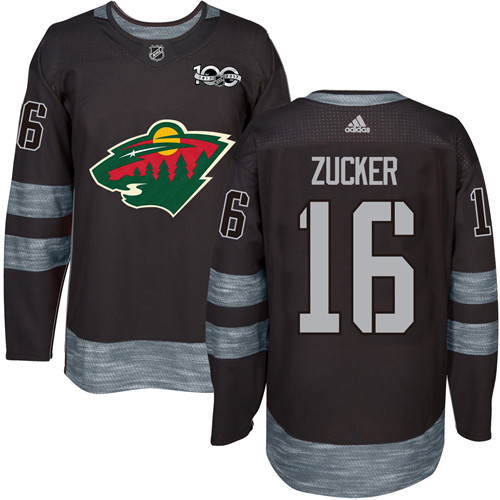 Men's Jason Zucker Authentic Black Jersey: Hockey #16 Minnesota Wild 1917-2017 100th Anniversary
