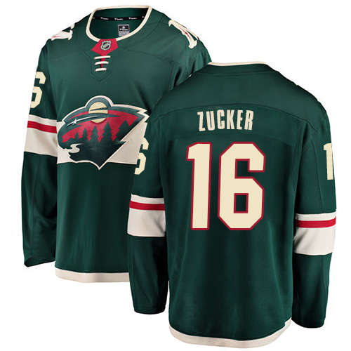Fanatics Branded Men's Jason Zucker Breakaway Green Home Jersey: Hockey #16 Minnesota Wild