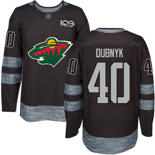 Men's Devan Dubnyk Authentic Black Jersey: Hockey #40 Minnesota Wild 1917-2017 100th Anniversary