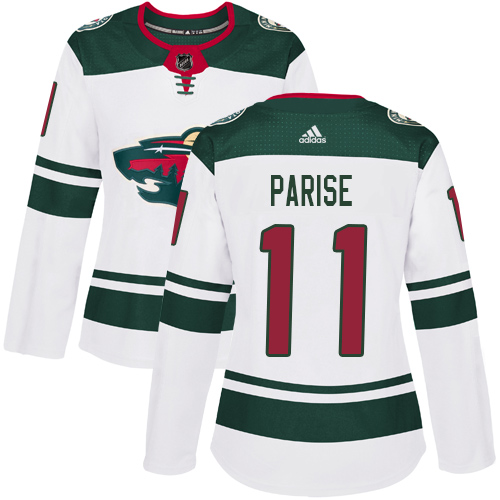 Reebok Women's Zach Parise Authentic White Away Jersey: NHL #11 Minnesota Wild