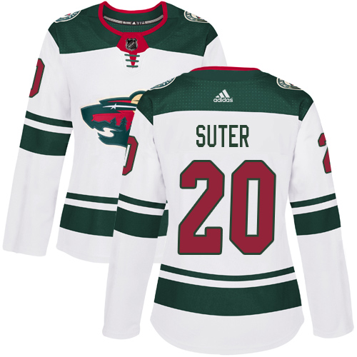 Women's Ryan Suter Authentic White Away Jersey: Hockey #20 Minnesota Wild