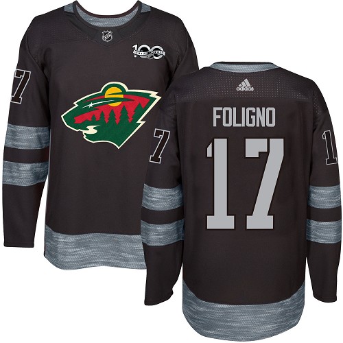 Men's Marcus Foligno Authentic Black Jersey: Hockey #17 Minnesota Wild 1917-2017 100th Anniversary