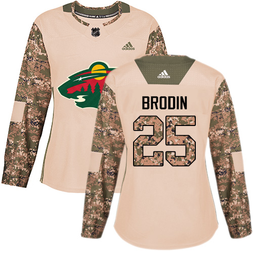 Women's Jonas Brodin Authentic Camo Jersey: Hockey #25 Minnesota Wild Veterans Day Practice