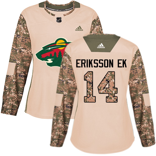 Women's Joel Eriksson Ek Authentic Camo Jersey: Hockey #14 Minnesota Wild Veterans Day Practice