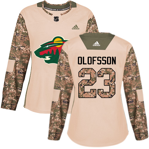 Adidas Women's Gustav Olofsson Authentic Camo Jersey: NHL #23 Minnesota Wild Veterans Day Practice
