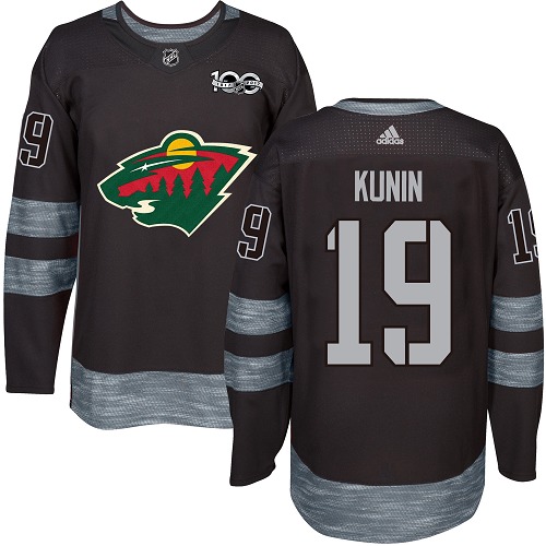 Men's Luke Kunin Authentic Black Jersey: Hockey #19 Minnesota Wild 1917-2017 100th Anniversary