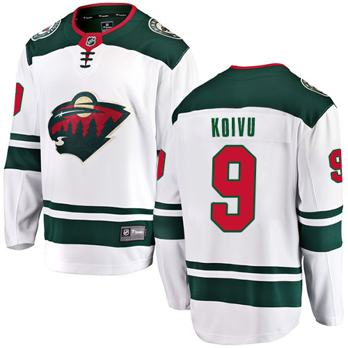 Fanatics Branded Men's Mikko Koivu Breakaway White Away Jersey: Hockey #9 Minnesota Wild