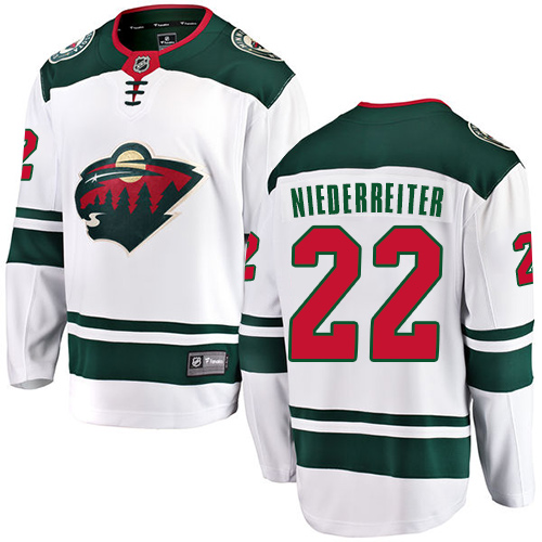 Fanatics Branded Men's Nino Niederreiter Breakaway White Away Jersey: NHL #22 Minnesota Wild