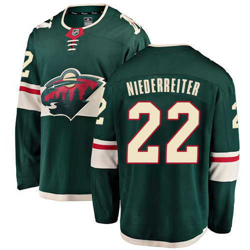 Fanatics Branded Youth Nino Niederreiter Breakaway Green Home Jersey: NHL #22 Minnesota Wild