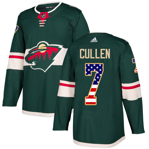 Adidas Men's Matt Cullen Authentic Green Jersey: NHL #7 Minnesota Wild USA Flag Fashion
