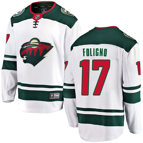 Fanatics Branded Men's Marcus Foligno Breakaway White Away Jersey: Hockey #17 Minnesota Wild