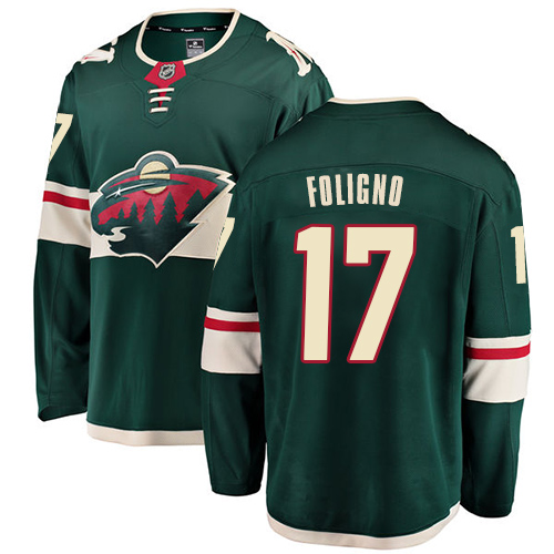 Fanatics Branded Youth Marcus Foligno Breakaway Green Home Jersey: Hockey #17 Minnesota Wild