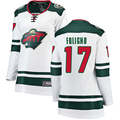 Fanatics Branded Women's Marcus Foligno Breakaway White Away Jersey: Hockey #17 Minnesota Wild