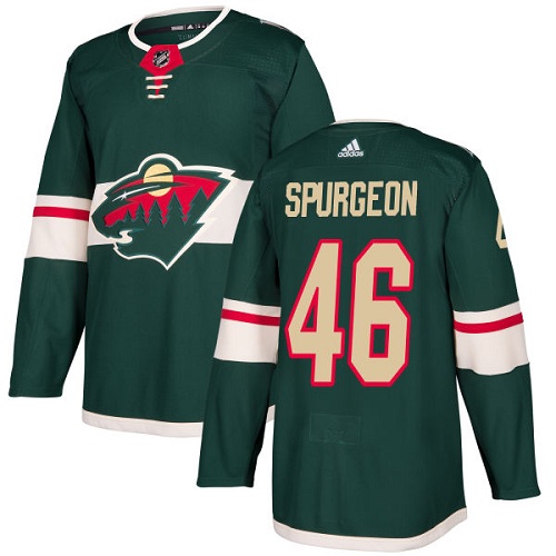 Men's Jared Spurgeon Authentic Green Home Jersey: Hockey #46 Minnesota Wild