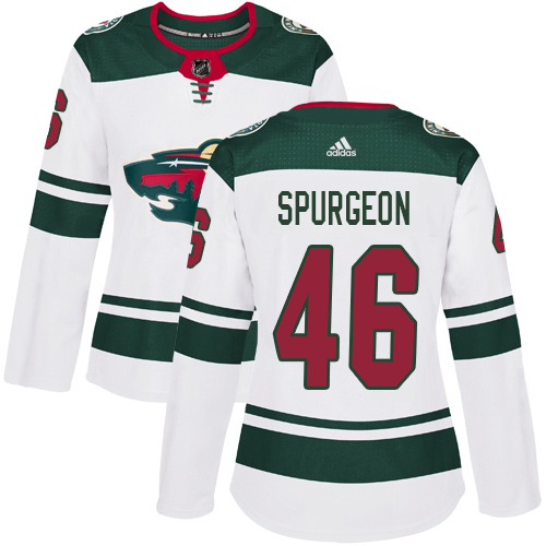 Women's Jared Spurgeon Authentic White Away Jersey: Hockey #46 Minnesota Wild